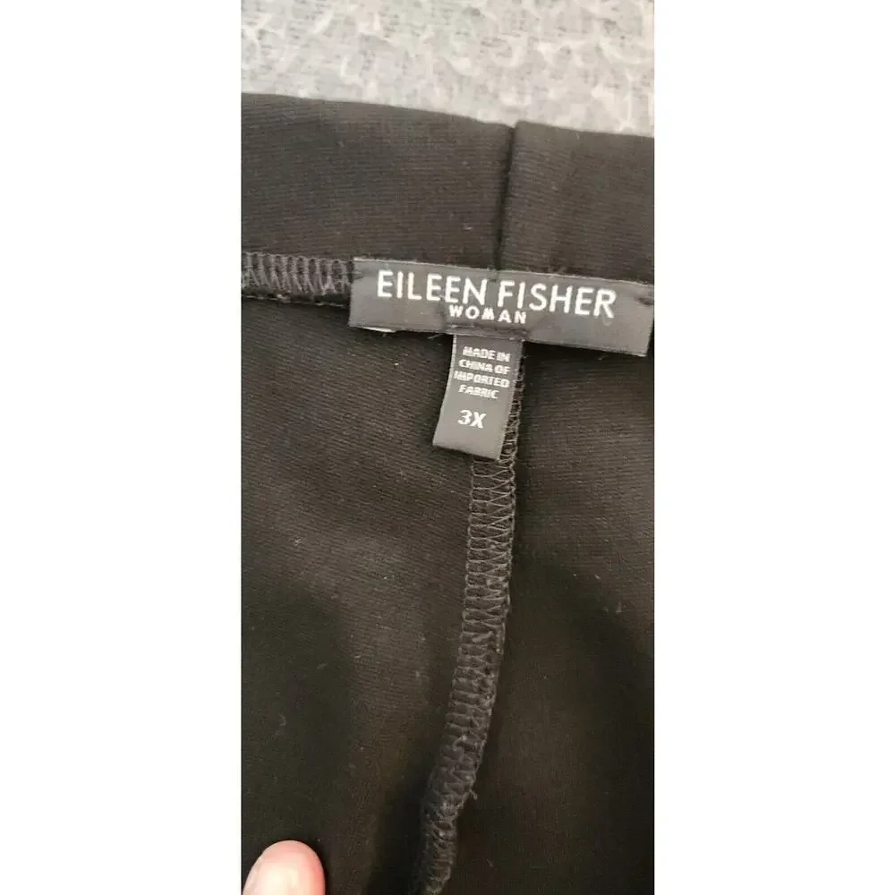Eileen Fisher Black Rayon Blend Pull On Skinny Leggings Zipper Hem Pants‎ Sz 3X